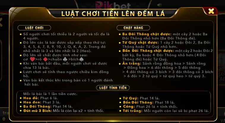 Hướng Dẫn Chơi Tiến Lên Đếm Lá tại RikBet Chinh Phục Mọi Đối Thủ Cạnh Tranh