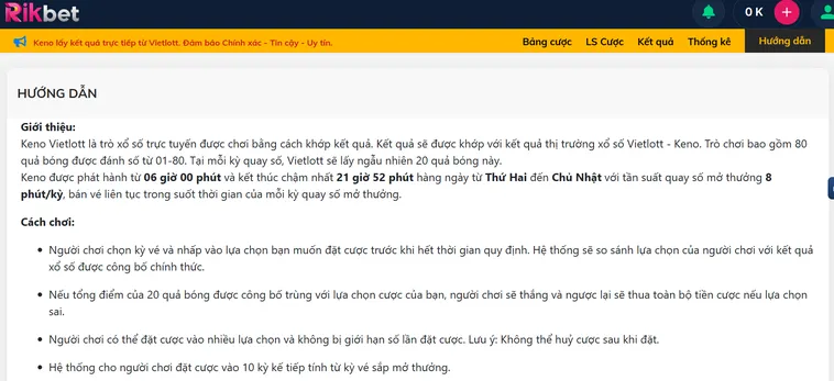 Keno Vietlottt Tại RikBet Trải Nghiệm Quay Số Dân Gian Đỉnh Cao Và Siêu Lợi Nhuận
