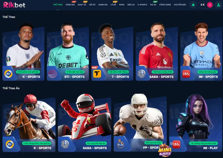 Các Tựa Game Cá Cược Thể Thao RikBet Đỉnh Cao Với Tỷ Lệ Kèo Hấp Dẫn Nhất Hiện Nay
