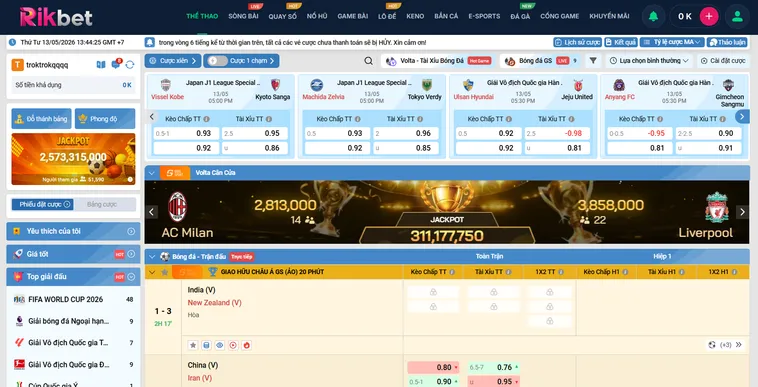 Trải Nghiệm Cá Cược Thể Thao K Sports RikBet Đỉnh Cao Với Tỷ Lệ Kèo Hấp Dẫn